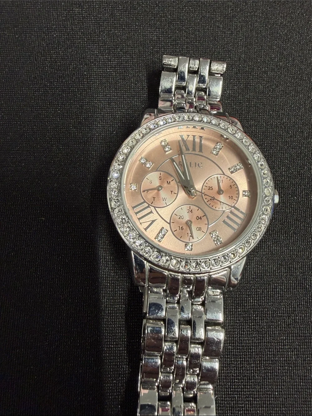 Elle Silver Bracelet Watch with Rose Pink Dial